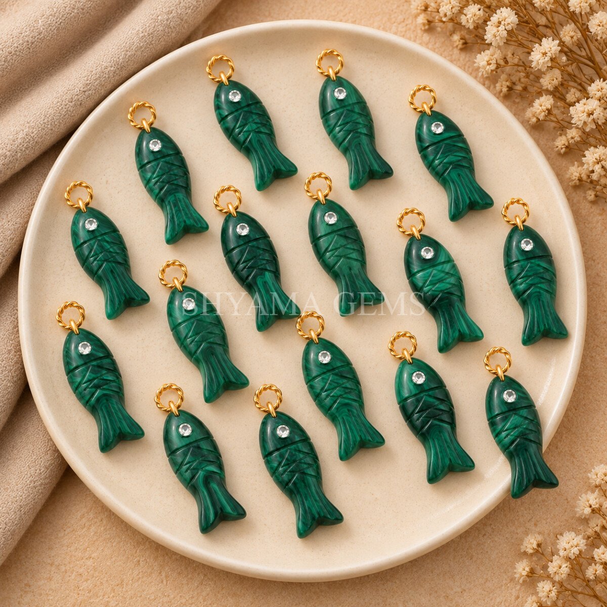 Malachite Fish Inlay Pendant 25x8mm Malachite Fish Inlay Pendant 25x8mm
