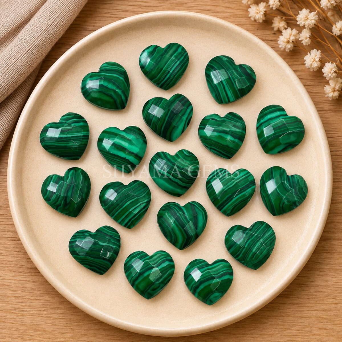 Malachite Heart Faceted 10mm Loose Gemstone Malachite Heart Faceted 10mm Loose Gemstone