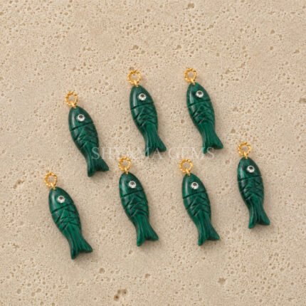 Malachite Fish Inlay Pendant 25x8mm