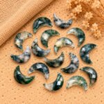 Moss Agate Faceted Moon Gemstone 17mm