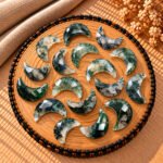 Moss Agate Faceted Moon Gemstone 17mm