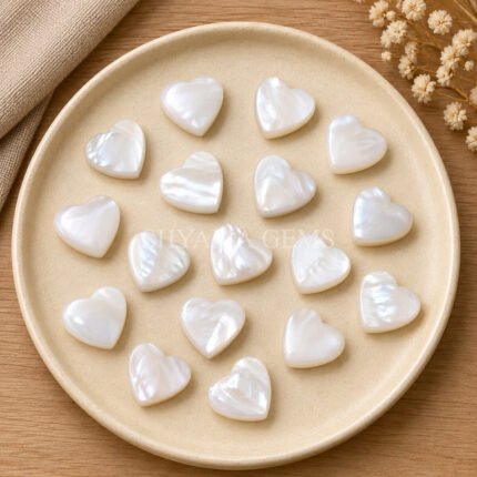 Mother of Pearl Heart Faceted 10mm Loose Gemstone