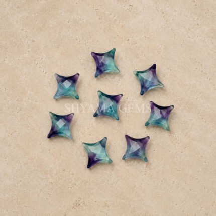 Multi Fluorite Carved Ninja Star Loose Gemstone 12mm