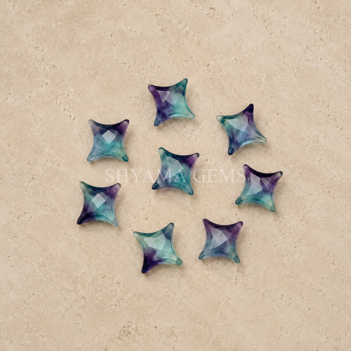 Multi Fluorite Carved Ninja Star Loose Gemstone 12mm Multi Fluorite Carved Ninja Star Loose Gemstone 12mm