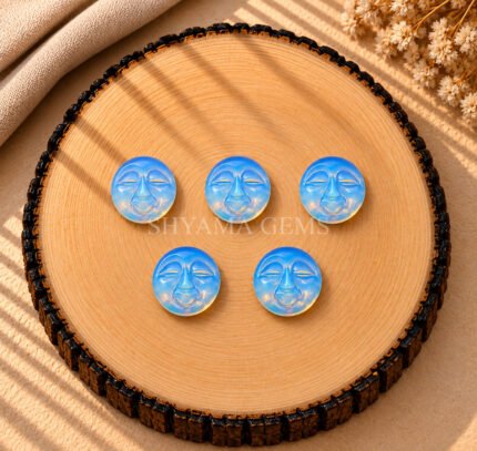 Opalite Full Moon Face Carved Loose Gemstone 15mm