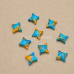 Oyster Blue Turquoise Carved Ninja Star Loose Gemstone 12mm