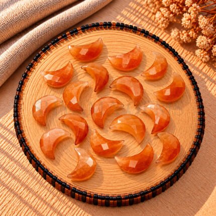 Peach Moonstone Faceted Moon Gemstone 17mm