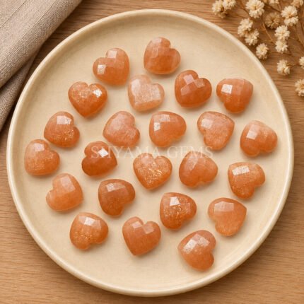 Peach Moonstone Heart Faceted 10mm Loose Gemstone
