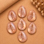 Peach Moonstone Cowrie Shell Carved Loose Gemstone 20×15mm