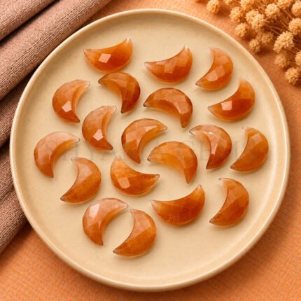 Peach Moonstone Faceted Moon Gemstone 17mm