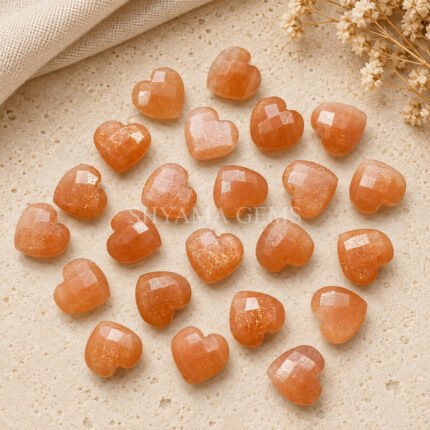 Peach Moonstone Heart Faceted 10mm Loose Gemstone