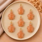 Peach Moonstone Turtle Carved 18mm Gemstone Pendant