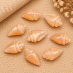 Peach Moonstone Conch Shell Carved Gemstone 18×10mm