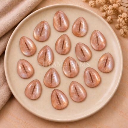 Peach Moonstone Cowrie Shell Carved Loose Gemstone 20×15mm