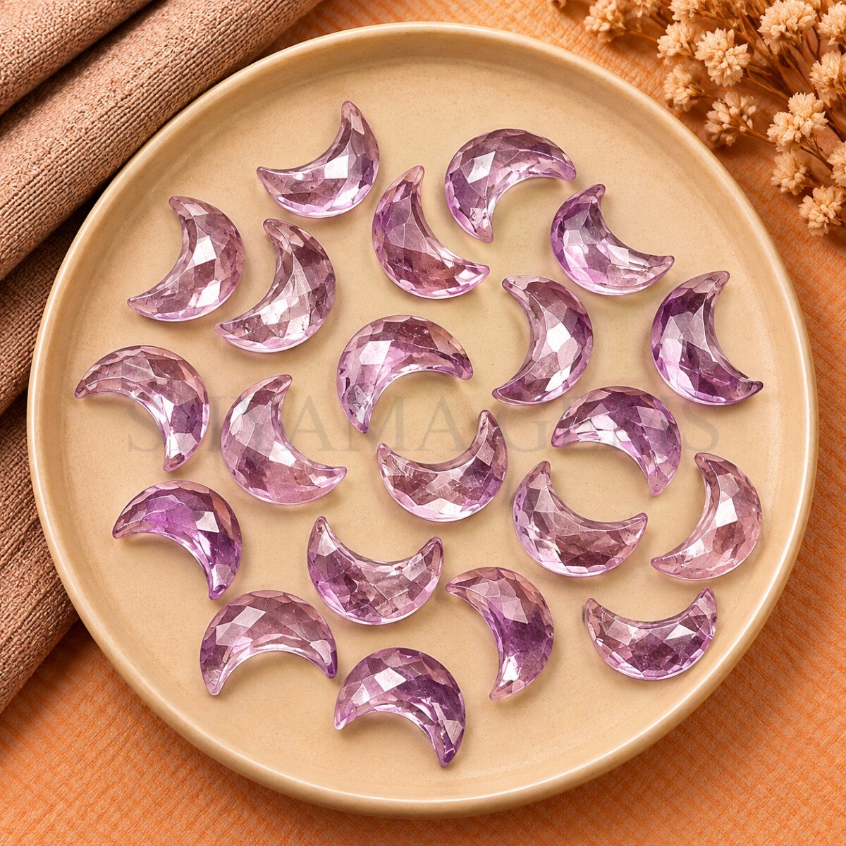 Pink Amethyst Faceted Moon Gemstone 17mm Pink Amethyst Faceted Moon Gemstone 17mm