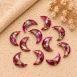 Pink Copper Turquoise Faceted Moon Gemstone 17mm