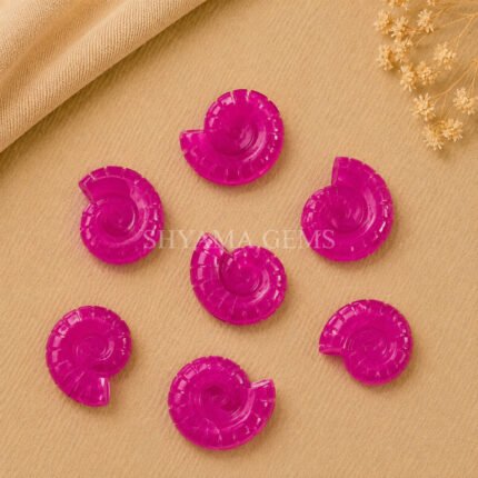 Hot Pink Chalcedony Shell Snail Nautilus Carved 20mm Gemstone
