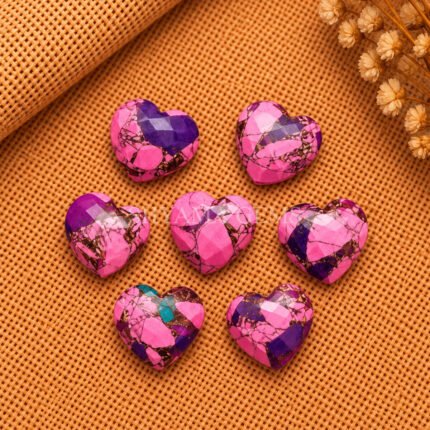 Pink Purple Copper Turquoise Heart Faceted 10mm Loose Gemstone