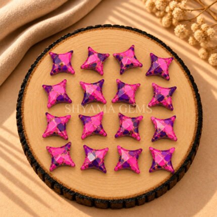 Pink Purple Copper Turquoise Carved Ninja Star Loose Gemstone 15mm