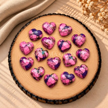 Pink Purple Copper Turquoise Heart Faceted 10mm Loose Gemstone