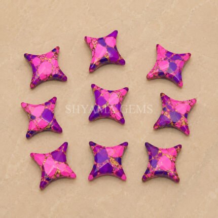 Pink Purple Copper Turquoise Carved Ninja Star Loose Gemstone 12mm
