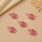 Pink Strawberry Quartz Turtle Carved 18mm Gemstone Pendant