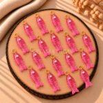 Pink Tourmaline Fish Inlay Pendant 25x8mm