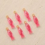Pink Tourmaline Fish Inlay Pendant 25x8mm