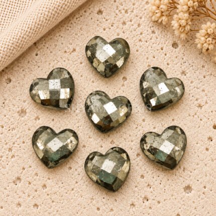 Pyrite Heart Faceted 10mm Loose Gemstone