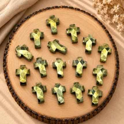 Pyrite Faceted Cross Shape Loose Gemstone 15x10mm