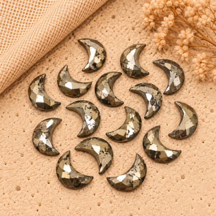 Pyrite Faceted Moon Gemstone 17mm