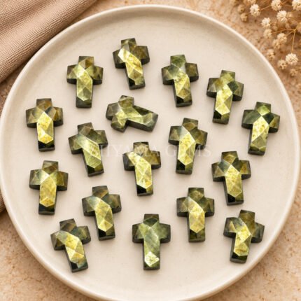 Pyrite Faceted Cross Shape Loose Gemstone 15x10mm