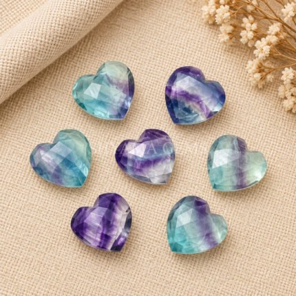Rainbow Fluorite Heart Faceted 10mm Loose Gemstone