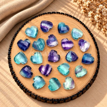 Rainbow Fluorite Heart Faceted 10mm Loose Gemstone