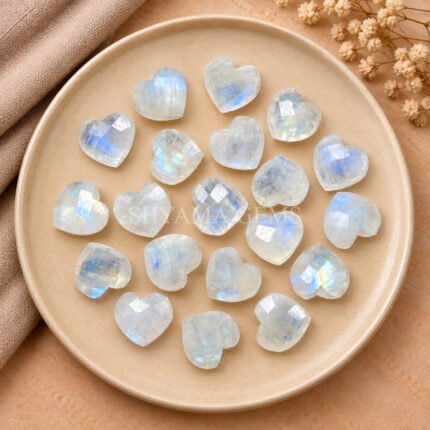 Rainbow Moonstone Heart Faceted 10mm Loose Gemstone
