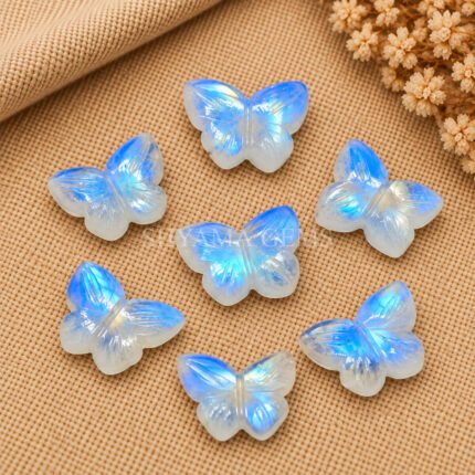 Rainbow Moonstone Hand Carved Butterfly Gemstone 13mm