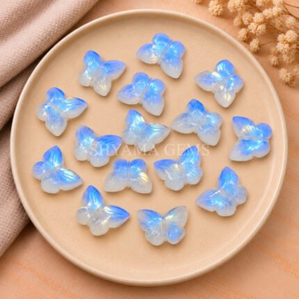 Rainbow Moonstone Hand Carved Butterfly Gemstone 13mm