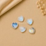 Rainbow Moonstone Carved Evil Eye Heart Loose Gemstone 12mm