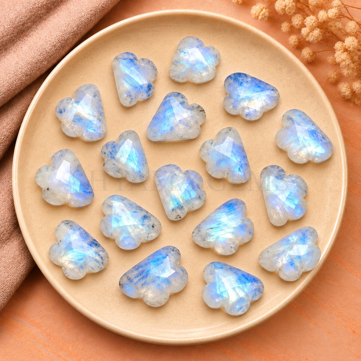 Rainbow Moonstone Cloud Shape Carved Loose Gemstone 12mm Rainbow Moonstone Cloud Shape Carved Loose Gemstone 12mm