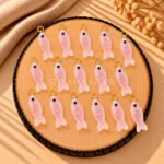 Rose Quartz Fish Inlay Pendant 25x8mm