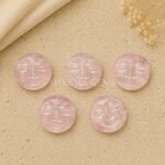 Rose Quartz Full Moon Face Carved Loose Gemstone 15mm