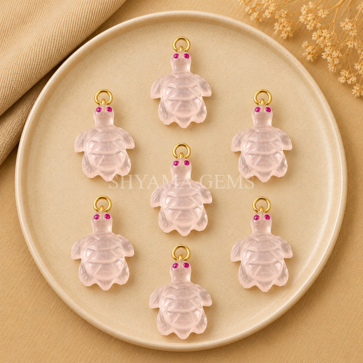 Rose Quartz Turtle Carved 18mm Gemstone Pendant Rose Quartz Turtle Carved 18mm Gemstone Pendant