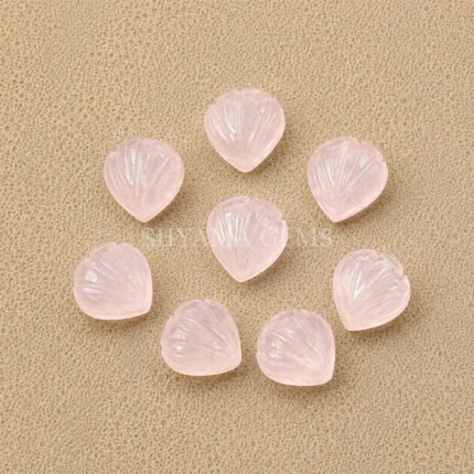 Rose Quartz Carved Shell Gemstone 12mm