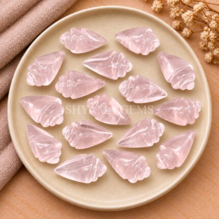 Rose Quartz Conch Shell Carved Gemstone 18×10mm