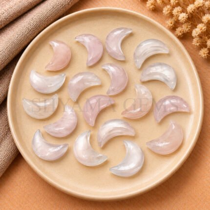 Rose Quartz Faceted Moon Gemstone 17mm