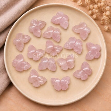 Rose Quartz Hand Carved Butterfly Gemstone 13mm