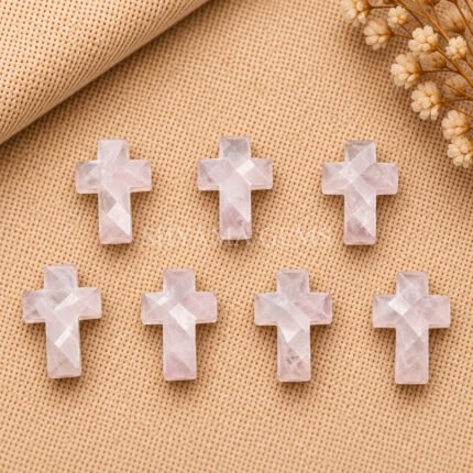 Rose Quartz Faceted Cross Shape Loose Gemstone 15x10mm