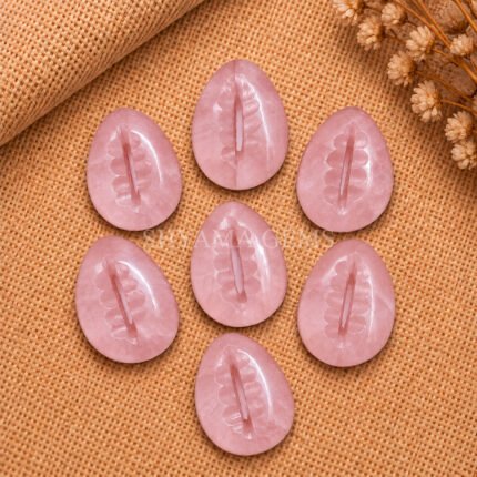 Rose Quartz Cowrie Shell Carved Loose Gemstone 20×15mm