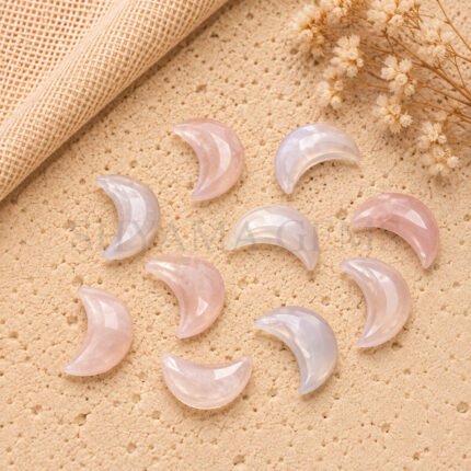 Rose Quartz Faceted Moon Gemstone 17mm