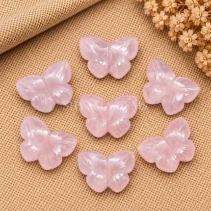 Rose Quartz Hand Carved Butterfly Gemstone 13mm